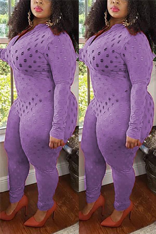 Fashion Sexy Solid See-through Plus Size Jumpsuit