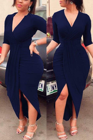 Fashion Sexy Split V-Neck Dress