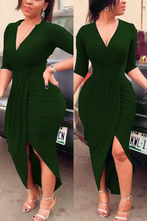 Fashion Sexy Split V-Neck Dress