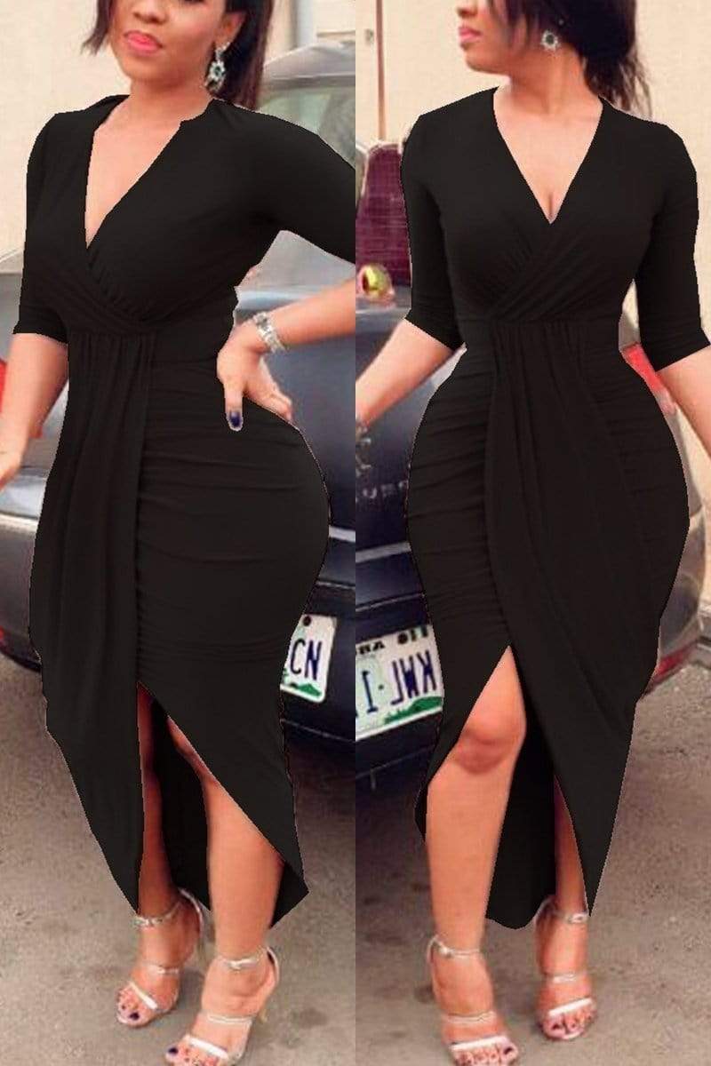 Fashion Sexy Split V-Neck Dress