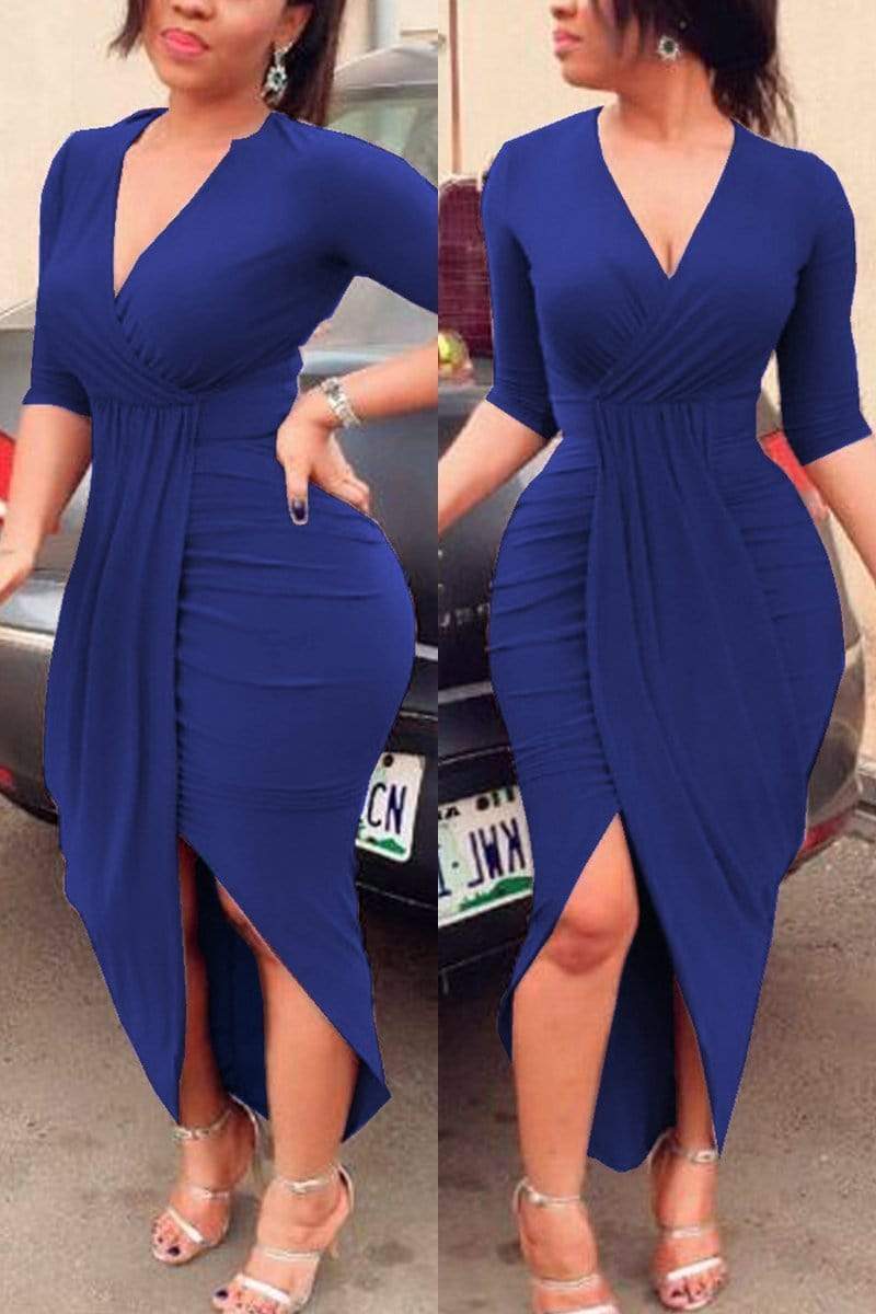 Fashion Sexy Split V-Neck Dress