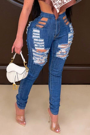 Fashion Sexy Stretch Holes Jeans