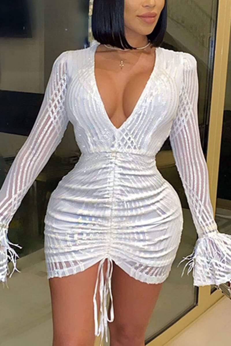 Fashion Sexy V Neck Mini A Line Dresses