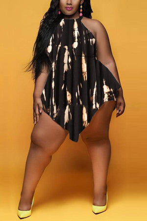 Fashion Sleeveless Plus Size Printed Romper