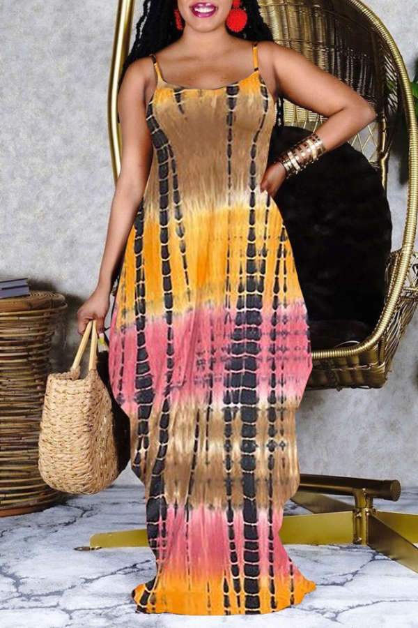 Fashion Sling Tie Dye Pocket Dress