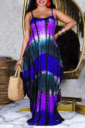 Fashion Sling Tie Dye Pocket Dress