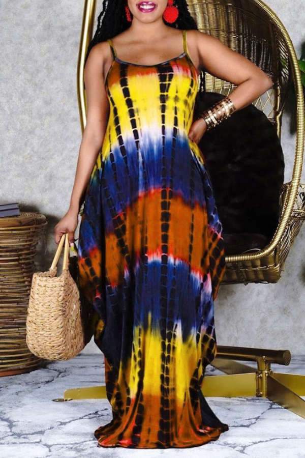 Fashion Sling Tie Dye Pocket Dress