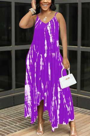 Fashion Sling Tie-Dye Print Beach Dress