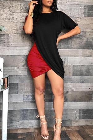 Fashion Solid Color Asymmetrical Dress