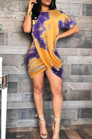 Fashion Solid Color Asymmetrical Dress