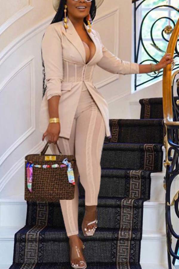 Fashion Solid Color Blazer Pants Set