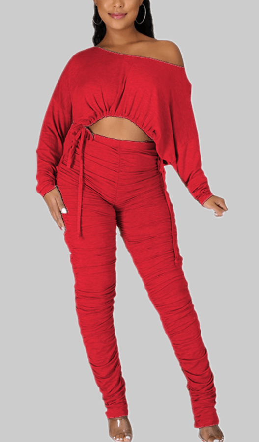 Fashion Solid Color Fold Two Piece