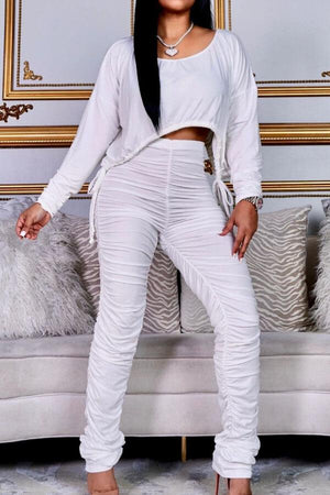 Fashion Solid Color Fold Two Piece