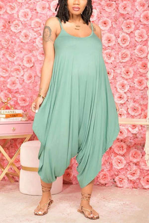 Fashion Solid Wide Leg Sling Jumpsuit