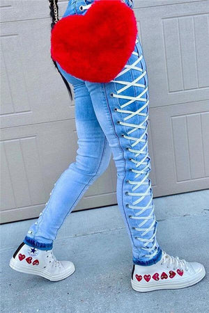 Fashion Street Bandage Denim Jeans