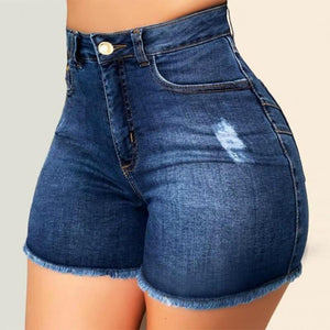 Fashion Stretch Broken Holes Denim Shorts