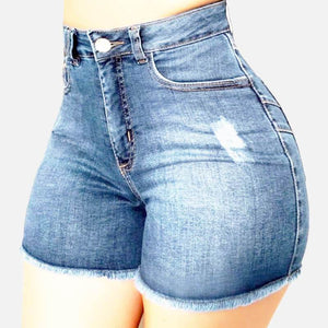 Fashion Stretch Broken Holes Denim Shorts