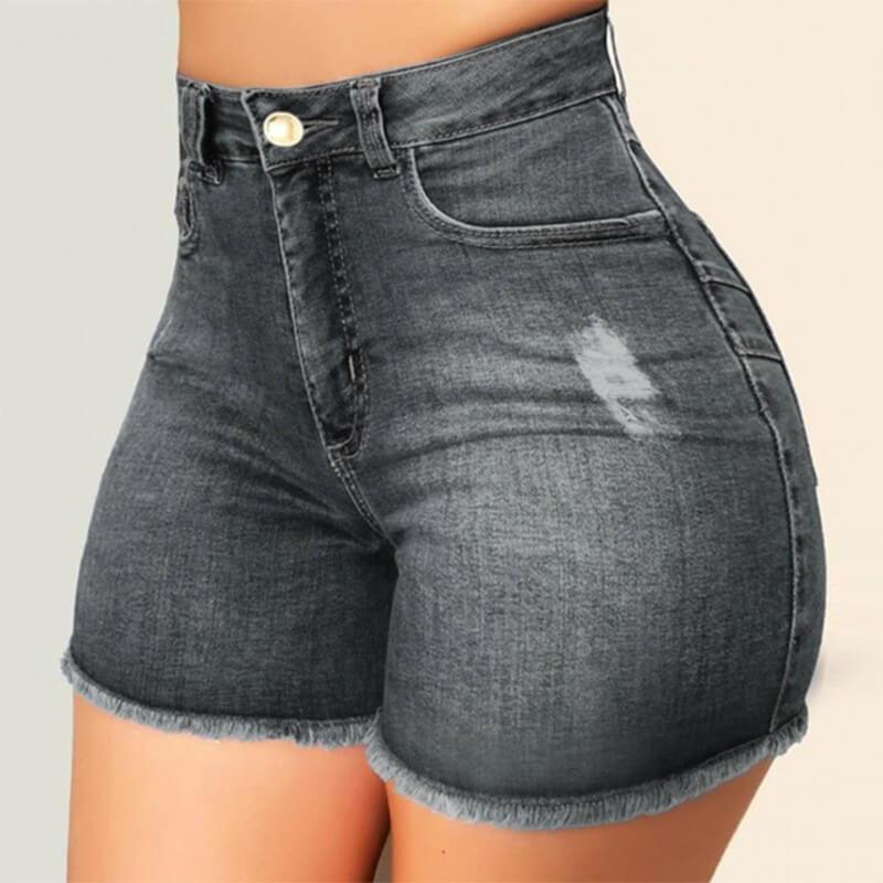 Fashion Stretch Broken Holes Denim Shorts