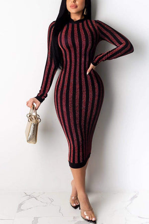 Fashion Stripe Round Neck Dress