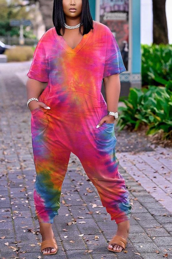 Fashion Tie Dye Plus Size jumpsuit