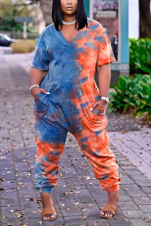 Fashion Tie Dye Plus Size jumpsuit