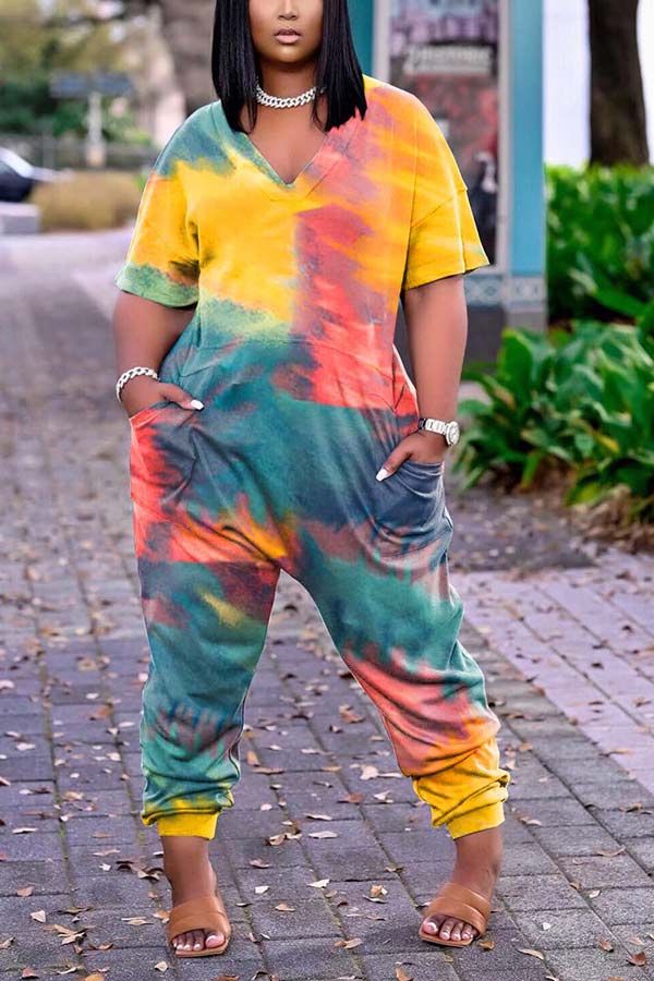 Fashion Tie Dye Plus Size jumpsuit