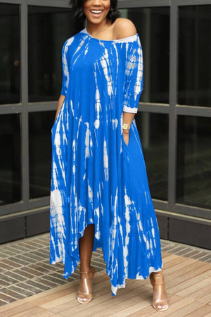 Fashion Tie Dye Slit Long Dress