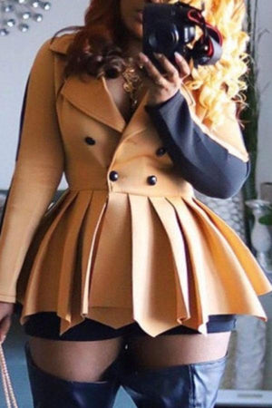 Fashion Turndown Patchwork Plus Size Dress
