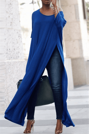 Fashion Wide Neckline Split Long Tops