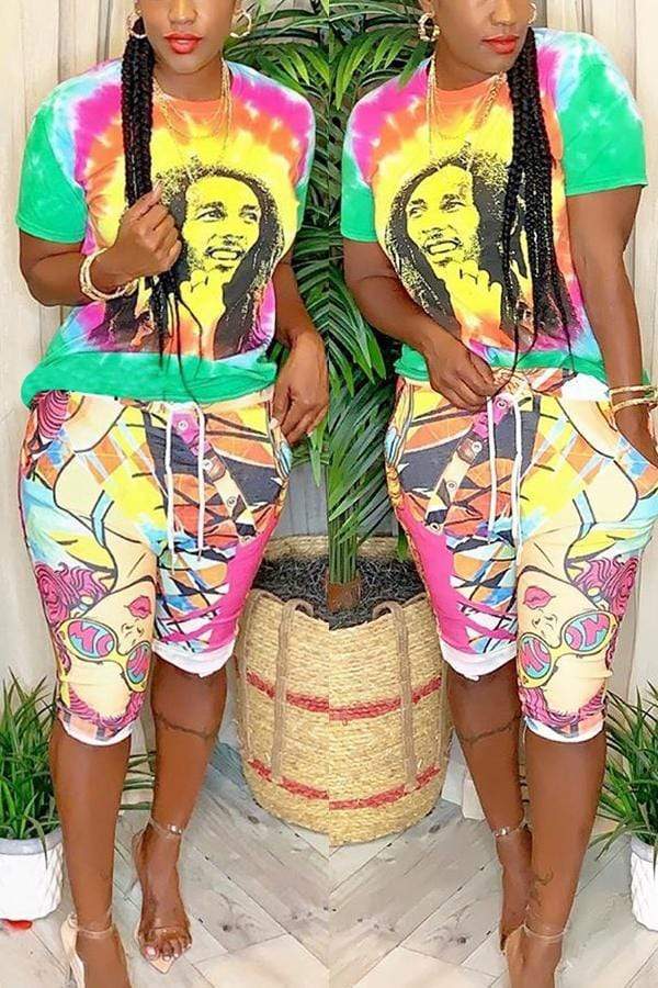 Fashion Cartoon Print Two-Piece Set