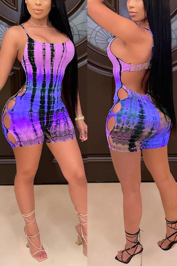 Sexy Digital Printed Backless Romper