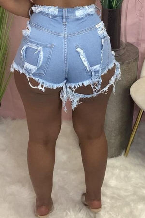 Sexy Hot Broken Holes Denim Shorts