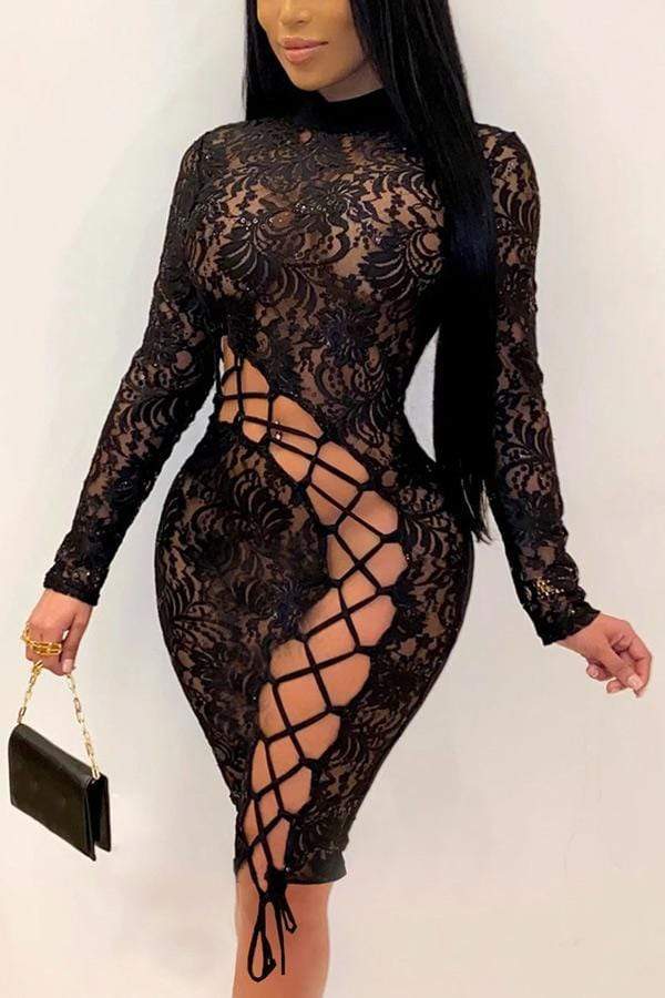 Sexy Lace Stitching Skinny Dress