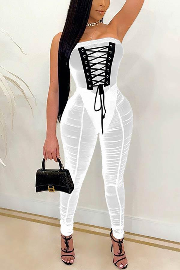 Sexy Mesh See-through Skinny Jumpsuit