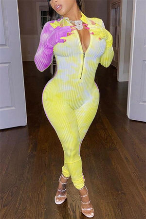 Sexy Multicolor Stitching Skinny Jumpsuits