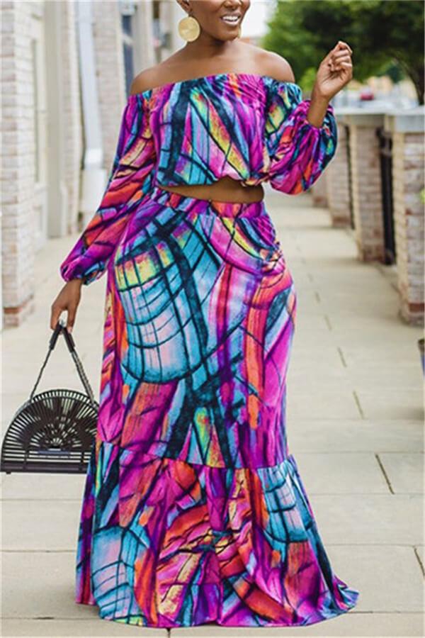 Sexy Off The Shoulder Plus Size Skirt Set