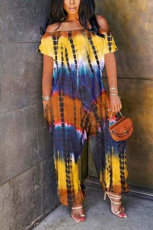 Sexy Off The Shoulder Tie Dye Jumpsuit