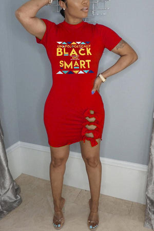 Sexy Plus Size Letter Print Short Sleeve Dress