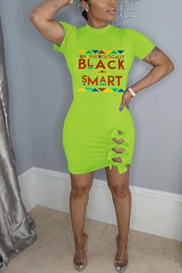 Sexy Plus Size Letter Print Short Sleeve Dress