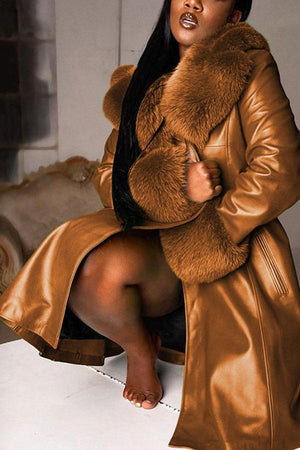 Sexy PU Patchwork Solid Color Outerwear
