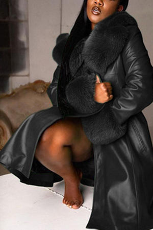 Sexy PU Patchwork Solid Color Outerwear