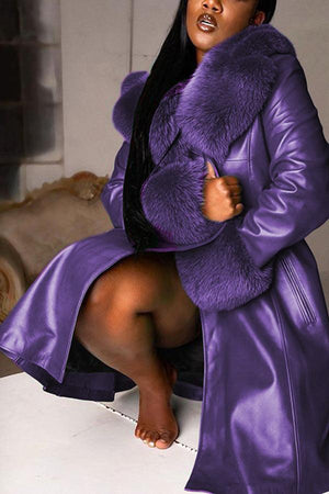 Sexy PU Patchwork Solid Color Outerwear