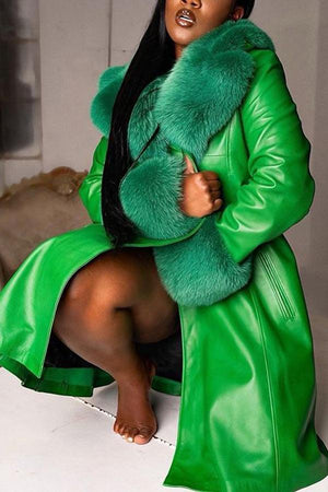 Sexy PU Patchwork Solid Color Outerwear