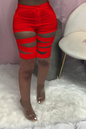 Sexy Skinny Ripped Solid Color Shorts