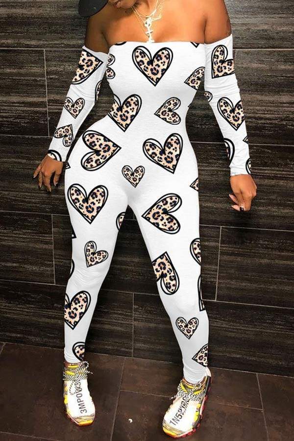 Sexy Slim Print Strapless Jumpsuits