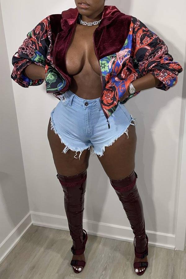 Sexy Solid Color Denim Shorts