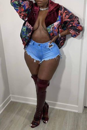 Sexy Solid Color Denim Shorts