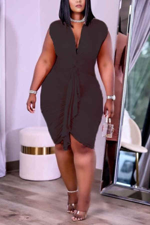 Sexy Solid Color Fold Slim Dress