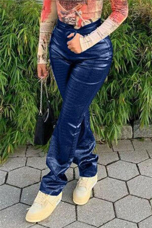 Sexy Solid Color Leather Pencil Pants