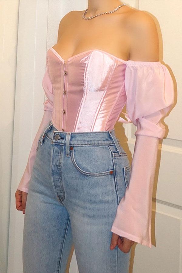 Sexy Solid Color Off-shoulder Skinny Tops